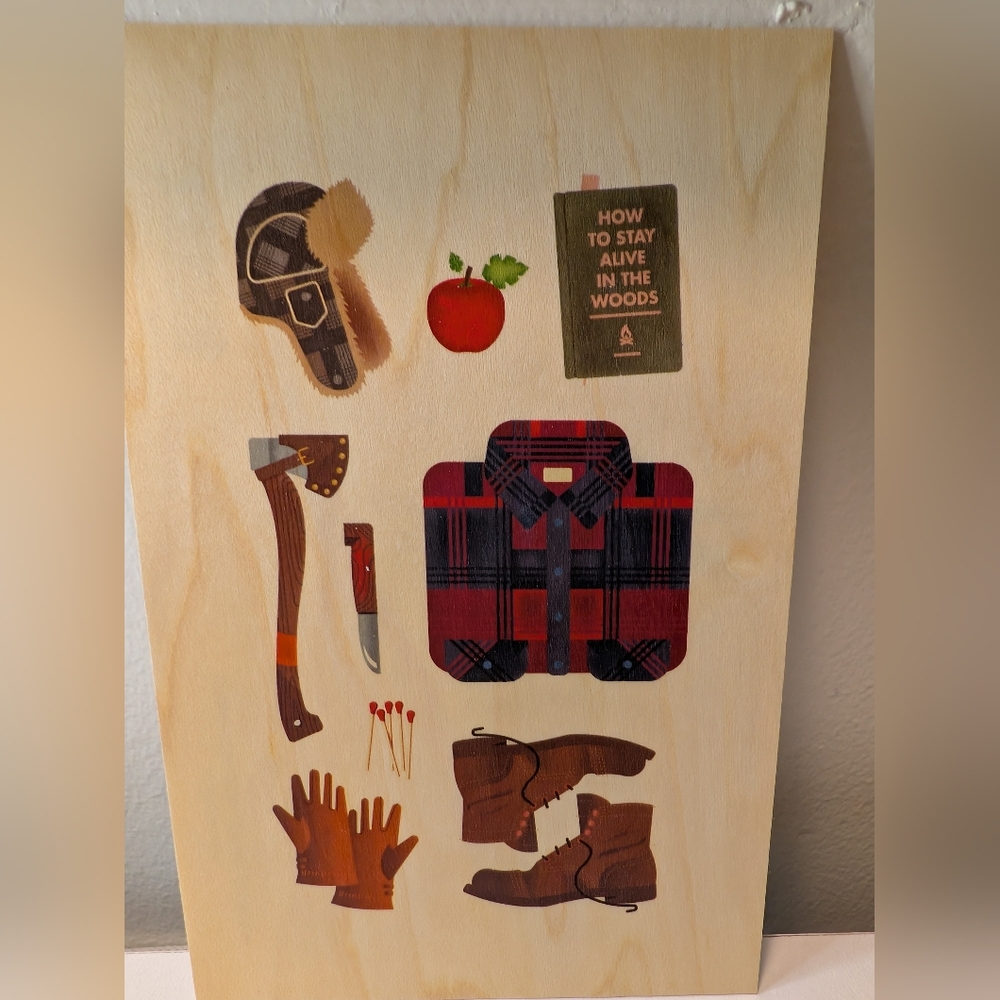 Lumberjack Postcard On Slice Of Wood